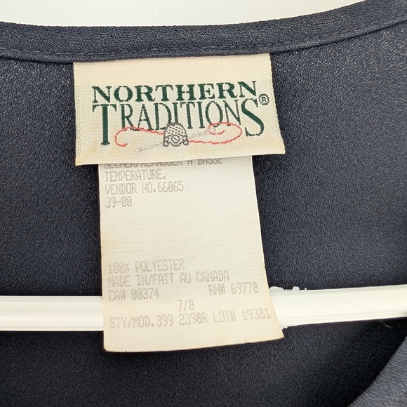 Vintage Northern Traditions Made In Canada Dark Navy Blue Dress Size 7/8 - Picture 3 of 10